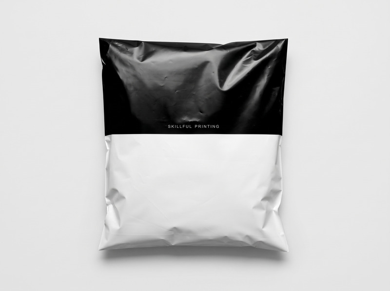 PE Mailer Bags: Half black, half white