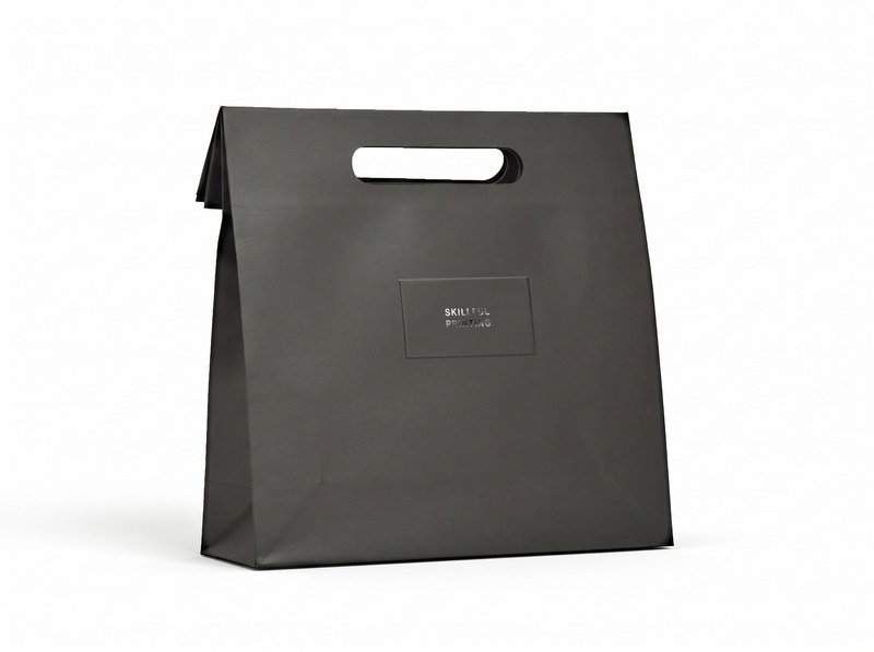 Die-Cut Handle Shopping Bag: Flat, folded top