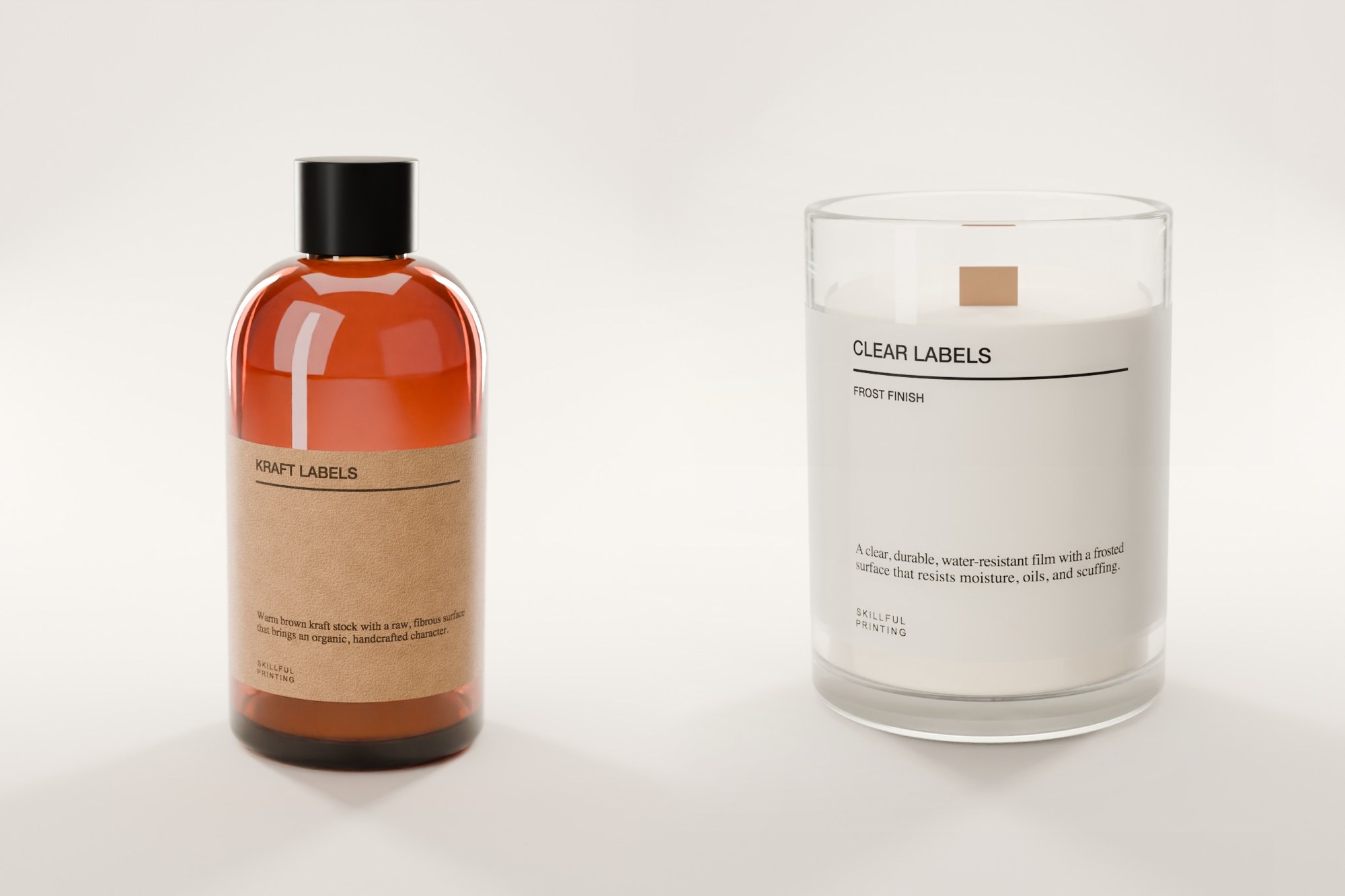 Labels: Kraft and clear frost